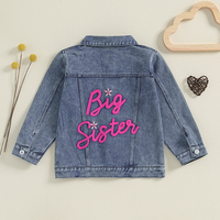 Pudcoco Baby Girl Denim Jacket Big Sis Embroidery Lightweight Long Sleeve Button Cardigan Coat Infant Spring Fall Outwear 1-5T - Image 3